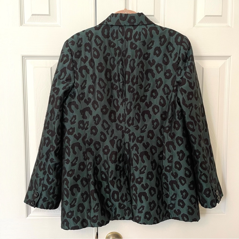 Anine Bing Madeleine Emerald Green & Black Leopard Jacquard Blazer - Picture 7 of 16